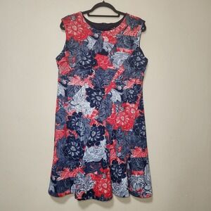 Phase 7 Seven Patriotic Fit and Flare Dress Sleeveless Floral Size 12